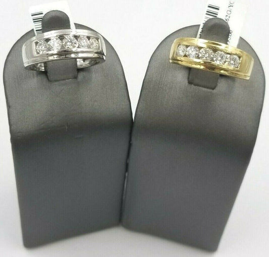 Real 14k Gold Mens Ring 1CT Real Diamonds Band Engagement Wedding Anniversary