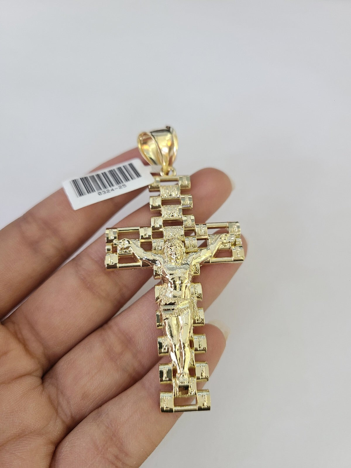 10k Jesus Cross Charm Pendant Religious REAL 10Kt Yellow Gold Genuine Crucifix