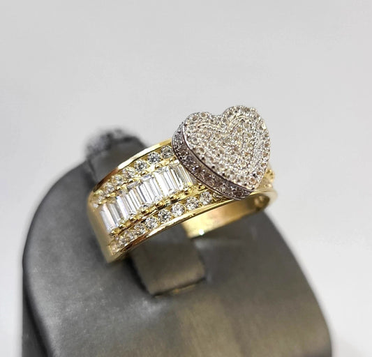 10k Heart Ring Yellow Gold Men Women Real Genuine