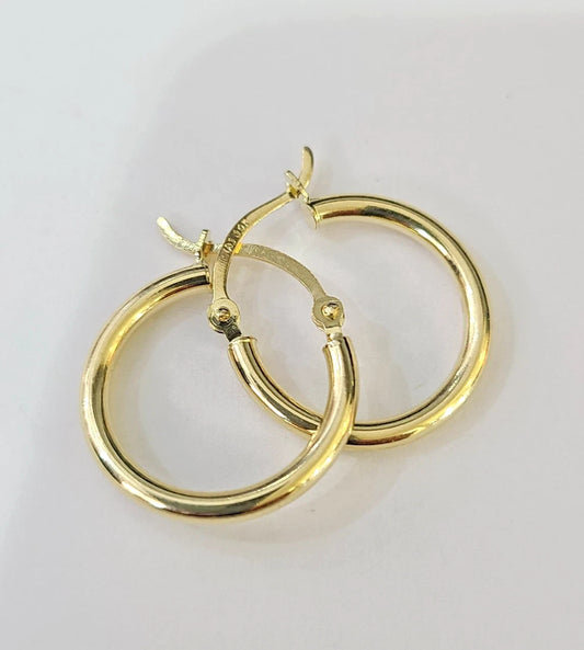 Real 10k Hoop Earrings Yellow Gold Real Men Women