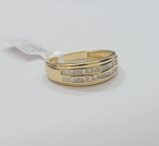Real 10k Yellow Gold Diamond Mens Band Ring Wedding Engagement Anniversary ,SALE