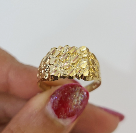 10k Nugget Ring Yellow Gold Women Men Real Genuine Size 6 7 8 9 10 11 & 12