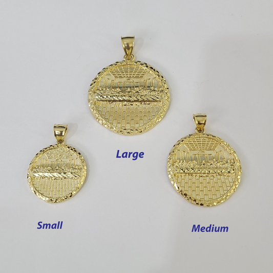 10k Aztec Calendar Charm Pendant Men Women 10kt Real Yellow Gold