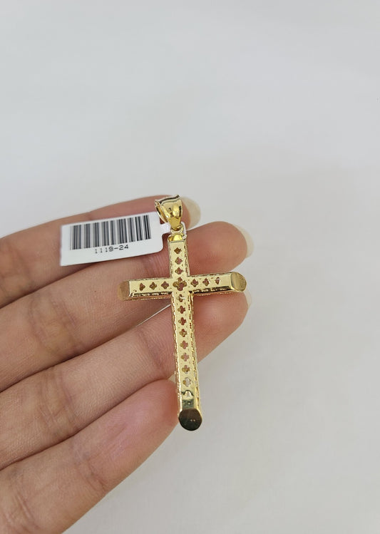 10k Jesus Cross Charm Pendant Religious REAL 10Kt Yellow Gold Genuine Crucifix