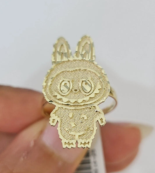 10k Cartoon Monster Ring Yellow Gold Men Women Real Genuine