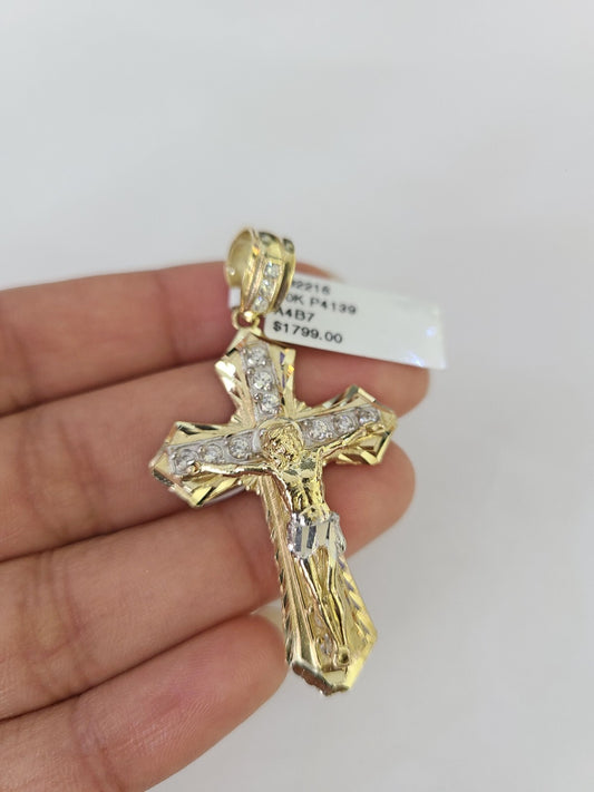 10k Jesus Crucifix Cross Charm Pendant REAL 10Kt Yellow Gold Genuine Religious