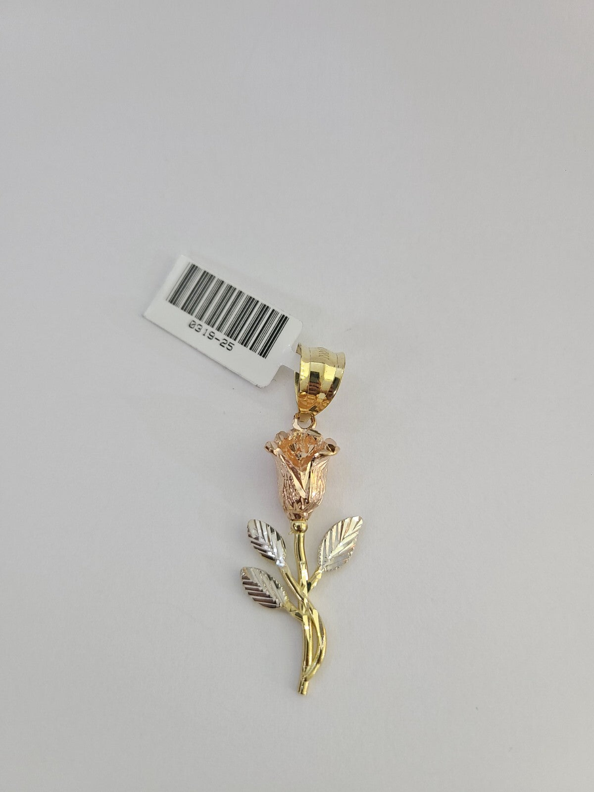 10k Rose Flower Charm Trio Pendant Charm Yellow White Gold Women REAL