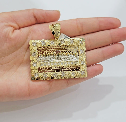 Men's Real 14k Yellow Gold Pendant Nugget Last Supper Charm Medallion 2" 14kt