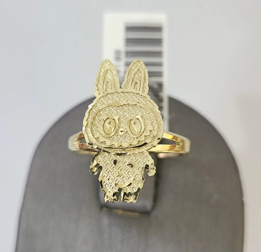 10k Cartoon Monster Ring Yellow Gold Men Women Real Genuine