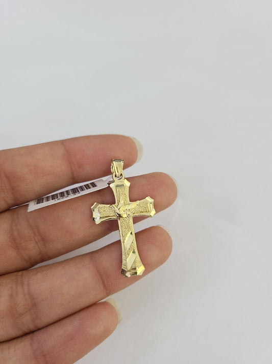 10k Jesus Cross Charm Pendant REAL 10Kt Yellow Gold Genuine Religious