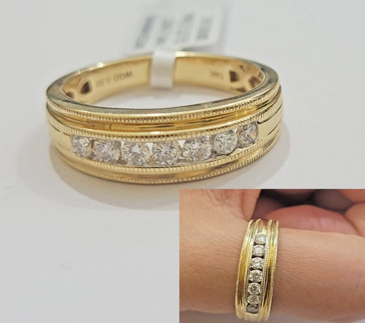 Real 14k Yellow Gold Band 1/2 CT Diamonds Men's Wedding Engagement Ring Size 10