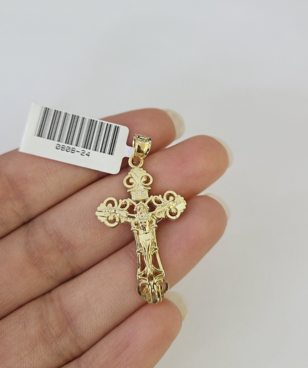 10k Jesus INRI Cross Charm Pendant Religious REAL 10Kt Yellow Gold Genuine