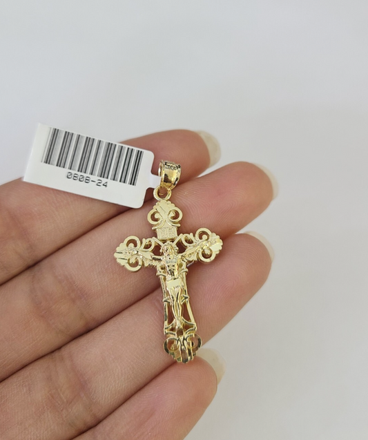 10k Jesus INRI Cross Charm Pendant Religious REAL 10Kt Yellow Gold Genuine