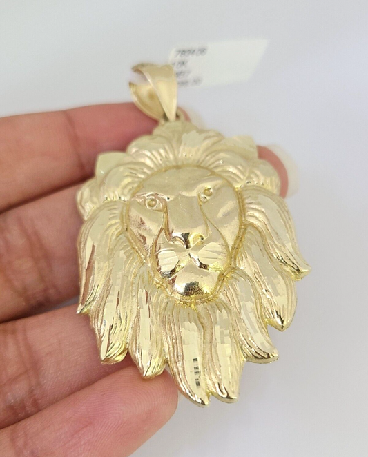 10k Lion Charm Pendant Charm Men's REAL 10Kt Lion Head Yellow Gold