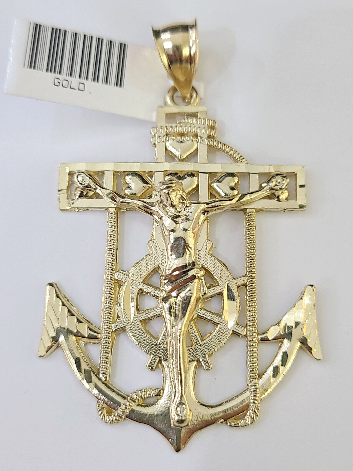 Solid 10k Yellow Gold Charm Anchor Pendant Mens Real 10 KT With