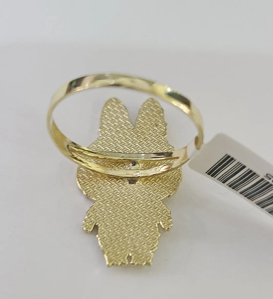 10k Cartoon Monster Ring Yellow Gold Men Women Real Genuine