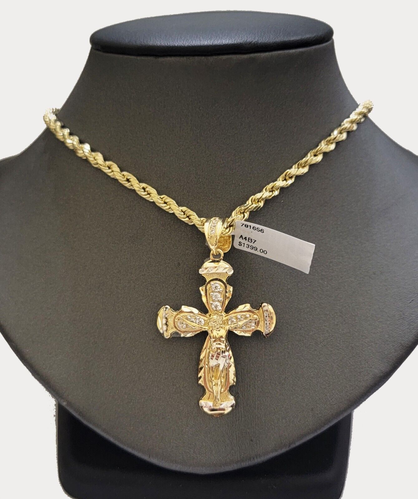 14k Gold Rope Chain With Real Gold Cross Chain Real 14k Yellow