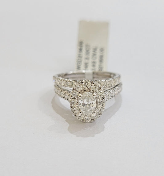 14k White Gold Diamond Ring & Band Ladies 2CT Oval Solitaire Wedding Engagement