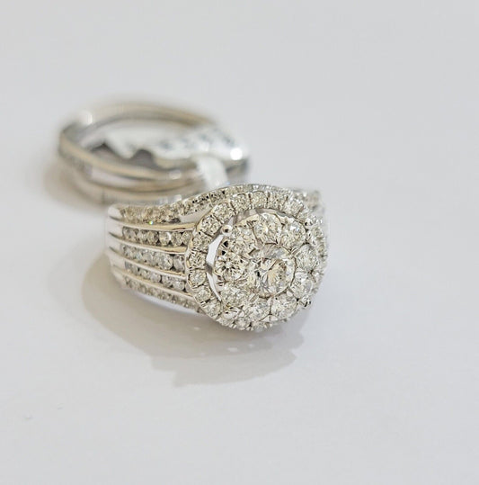 4449223910k White Gold Diamond Ring & Band Ladies 3CTW Wedding Engagement Solid REAL