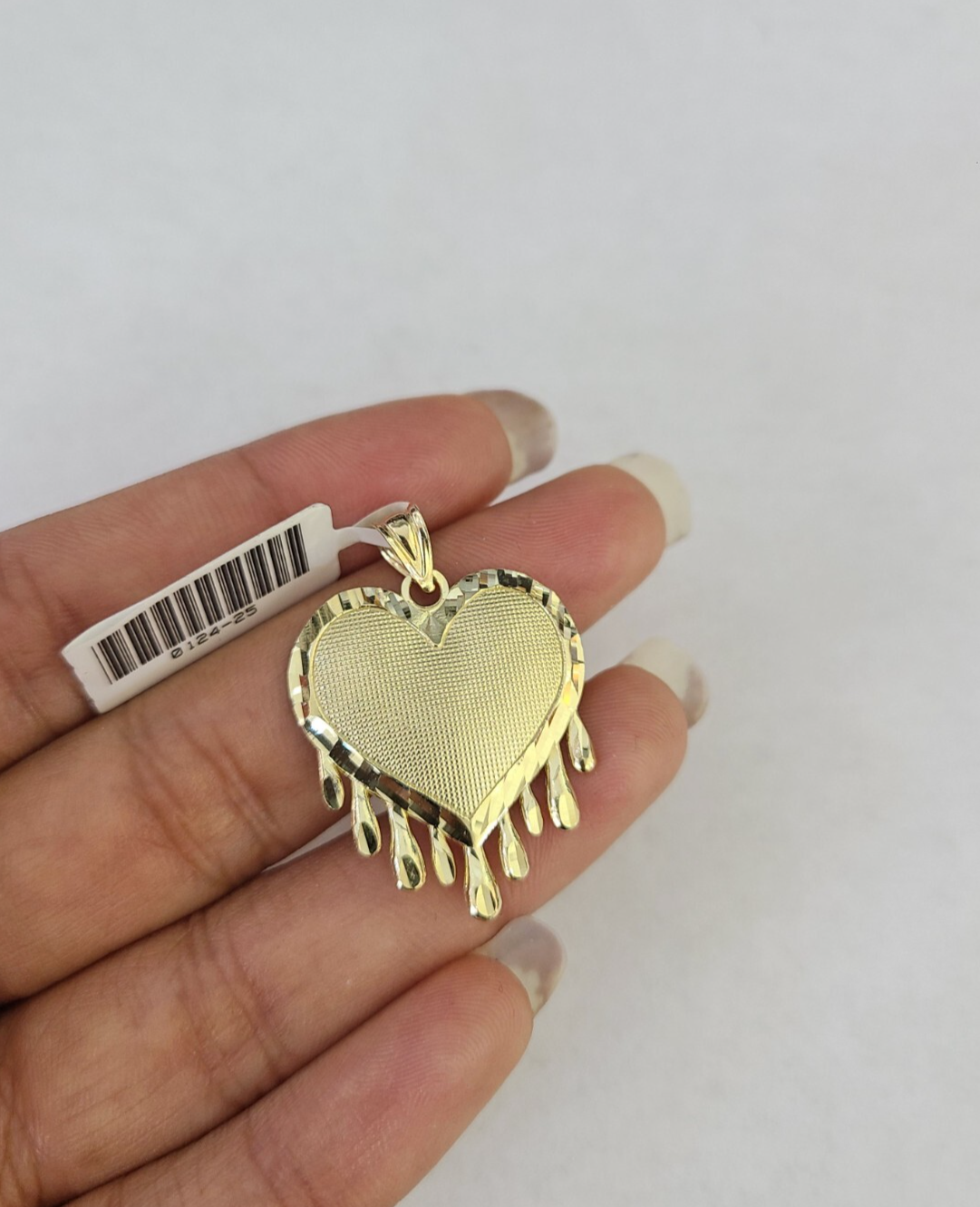 10k Gold dripping Heart Charm Pendant REAL 10kt Yellow Gold for ladies / women
