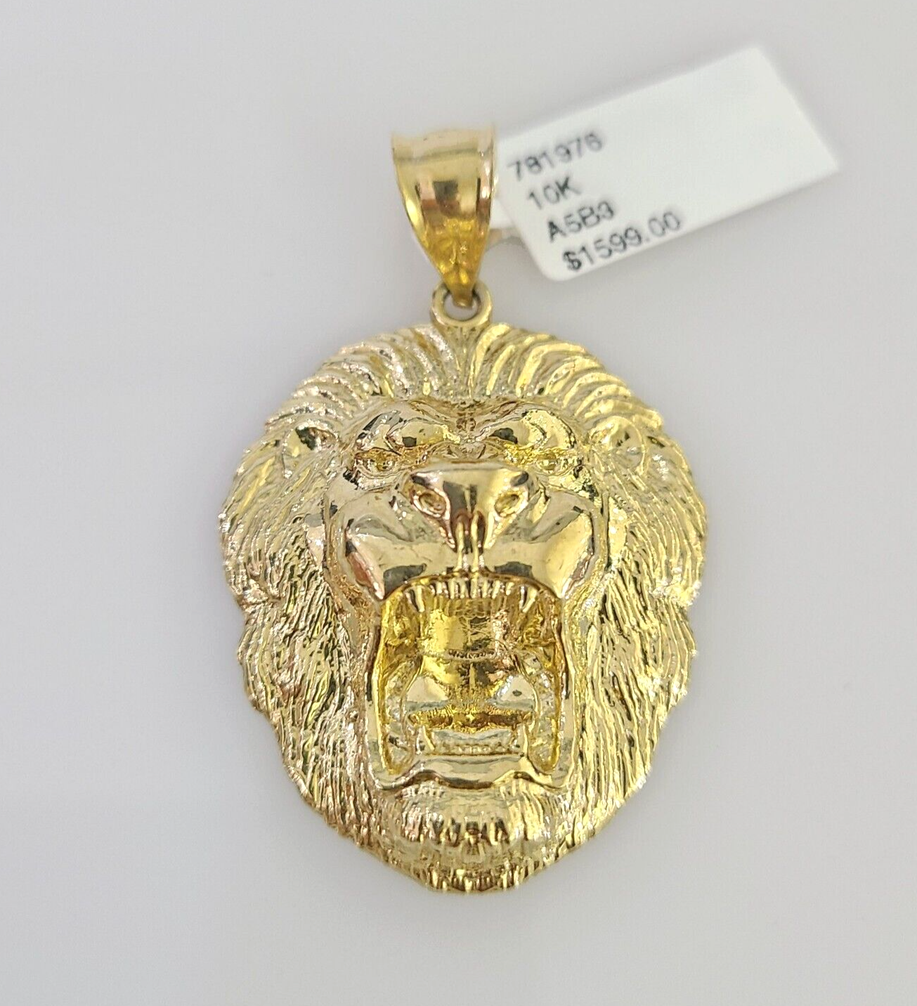 10k Roaring Lion Charm Pendant Men's REAL 10Kt Lion Head Yellow Gold
