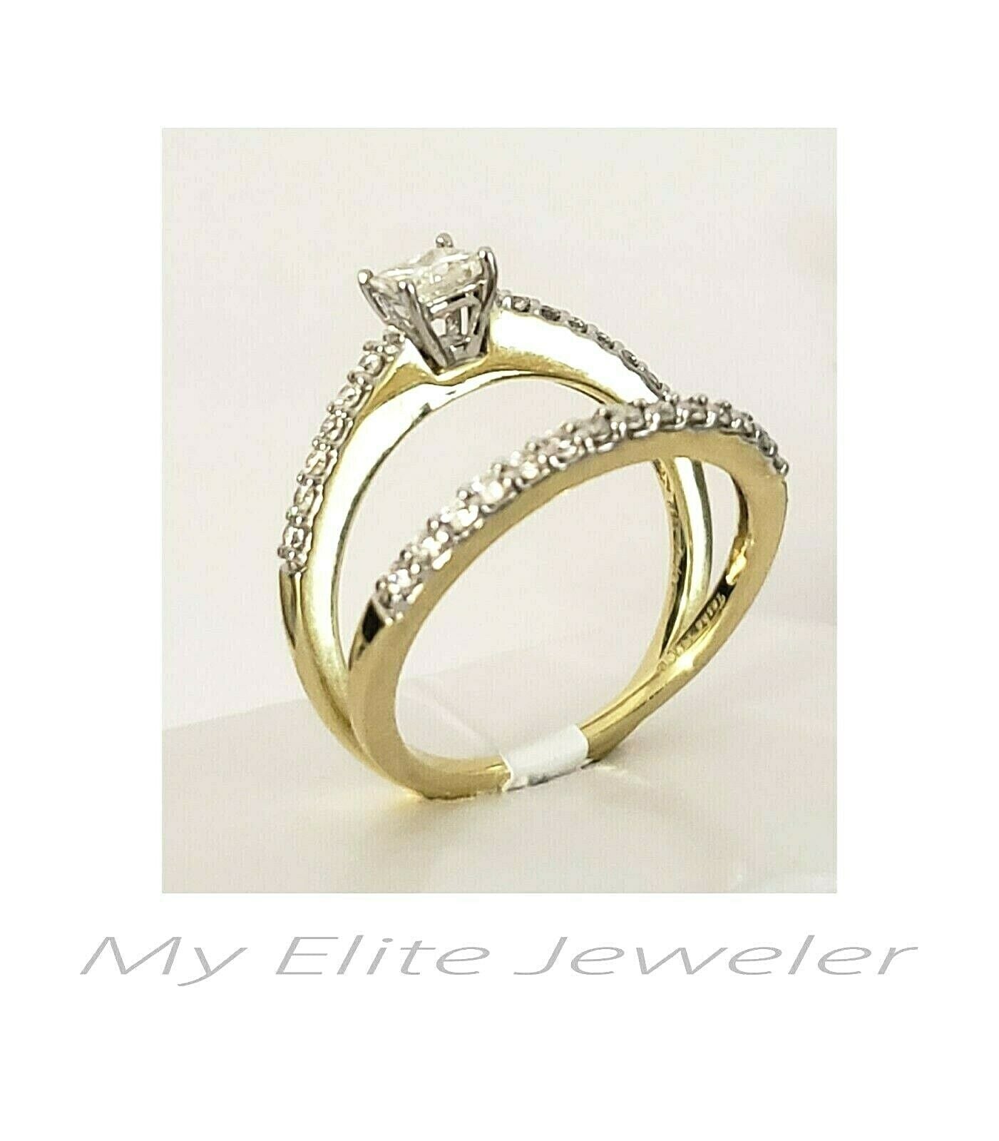 Real Diamond Ring 14K Gold 1/2CT Princess Cut Solitaire Wedding Engagement Band