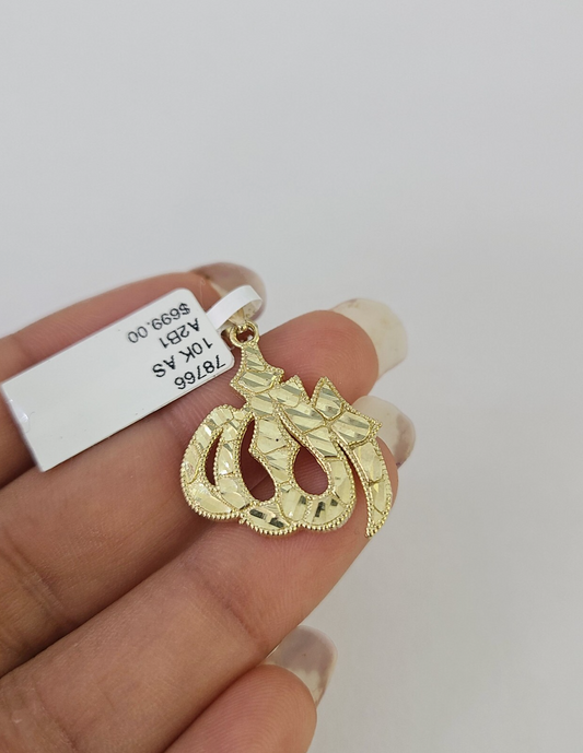 10k Allah Charm Pendant REAL 10Kt Yellow Gold Genuine Religious