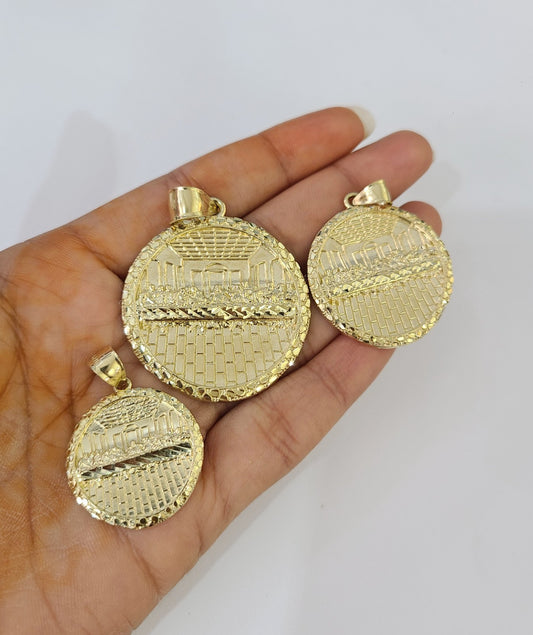 10k Aztec Calendar Charm Pendant Men Women 10kt Real Yellow Gold