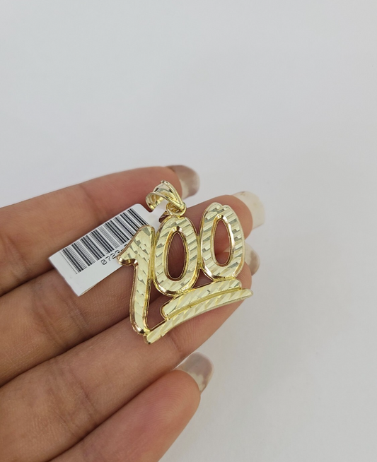 10k 100 One Hundred Charm Pendant REAL 10Kt Yellow Gold Genuine