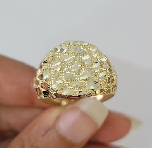 14k Nugget Ring Round Yellow Gold Women Men Real Genuine 14KT