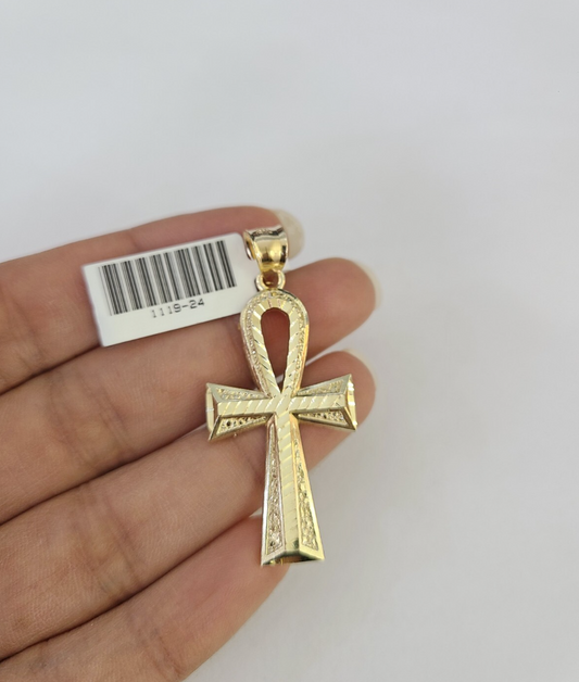 10k Jesus Ankh Cross Charm Pendant Religious REAL 10Kt Yellow Gold Genuine