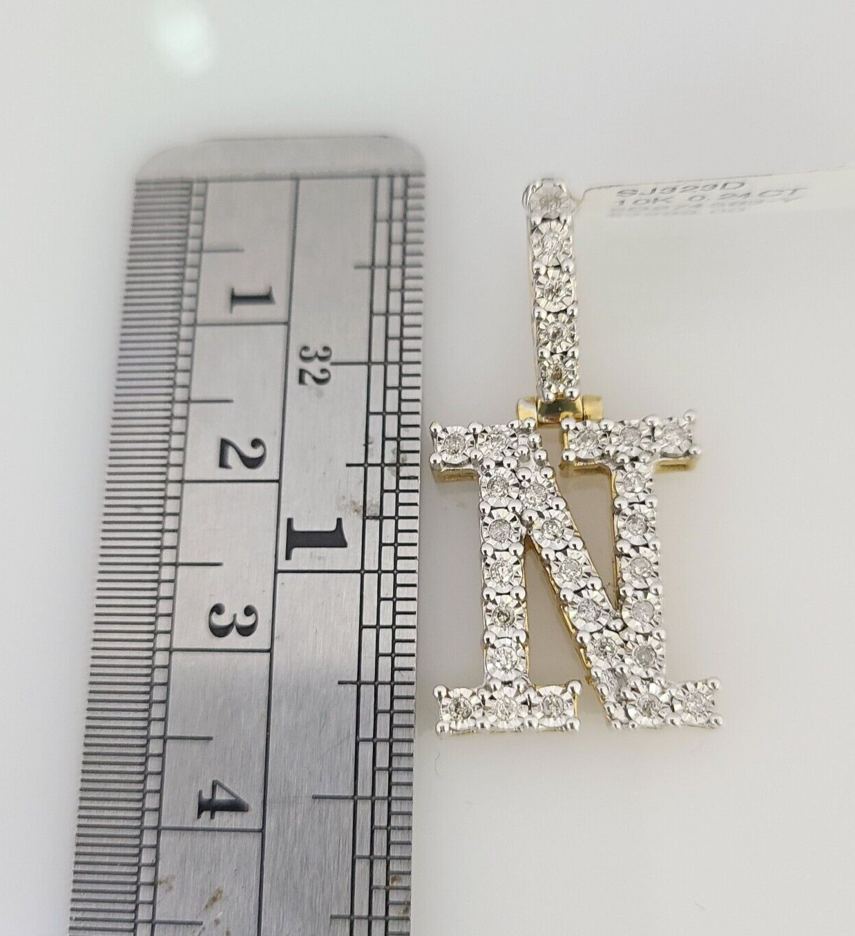 10k Initial " N " Diamond Pendant Charm Yellow Gold Alphabet Men's Ladies