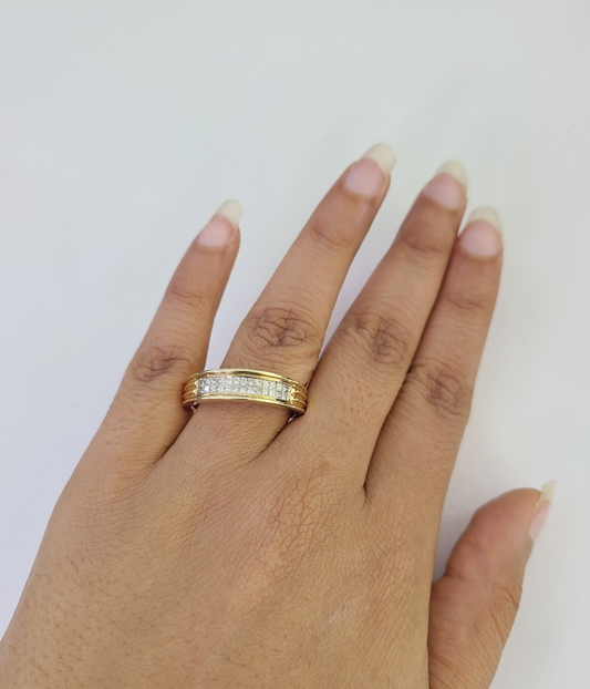 Mens 14k Gold Diamond Band Engagement Wedding Ring Natural Diamond