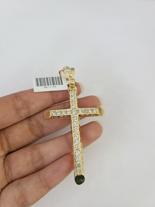 10k Jesus Cross Charm Pendant Religious REAL 10Kt Yellow Gold Genuine