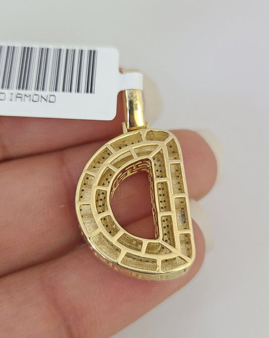 10k Initial " D " Diamond Pendant Charm Yellow Gold Alphabet Men's Ladies