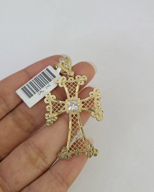 10k Jesus Cross Charm Pendant Religious REAL 10Kt Yellow Gold Genuine
