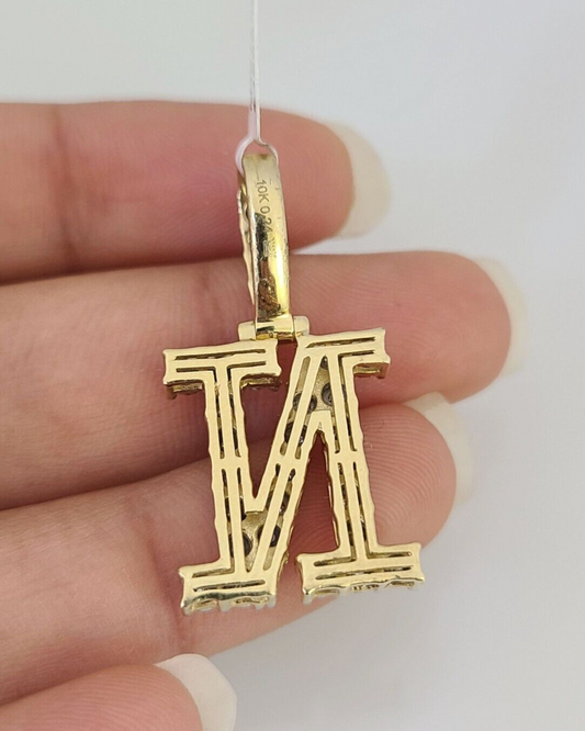 10k Initial " N " Diamond Pendant Charm Yellow Gold Alphabet Men's Ladies