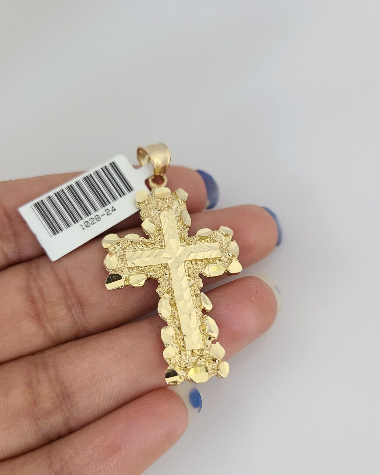 10k Jesus Nugget Cross Charm Pendant REAL 10Kt Yellow Gold Genuine Religious