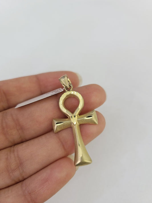 10k Jesus Ankh Cross Charm Pendant REAL 10Kt Yellow Gold Genuine Religious