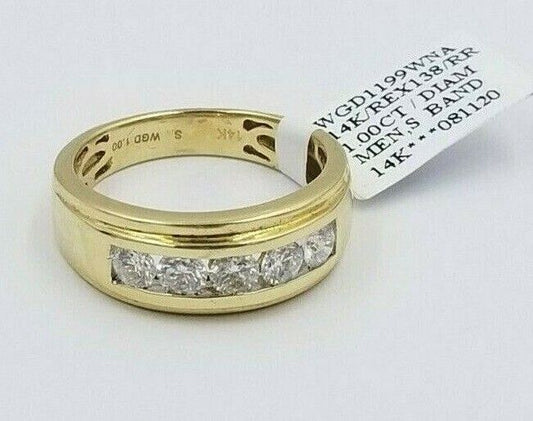 Real 14k Gold Mens Ring 1CT Real Diamonds Band Engagement Wedding Anniversary