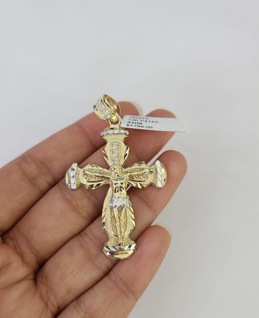 10k Jesus Cross Charm Pendant REAL 10Kt Yellow Gold Genuine Religious
