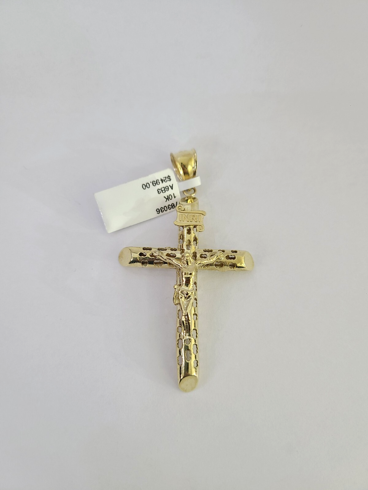 10k INRI Jesus Cross Charm Pendant REAL 10Kt Yellow Gold Genuine