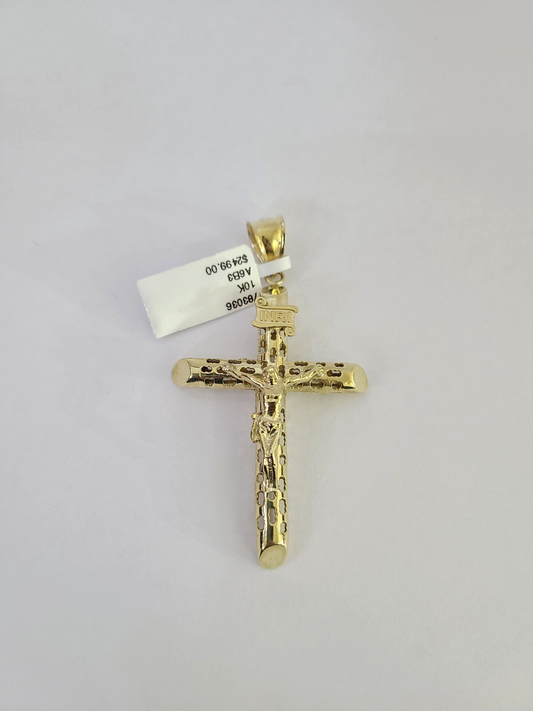 10k INRI Jesus Cross Charm Pendant REAL 10Kt Yellow Gold Genuine
