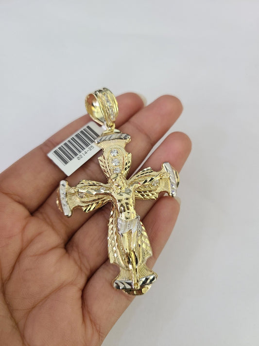 10k Jesus Cross Charm Pendant REAL 10Kt Yellow Gold Genuine Religious
