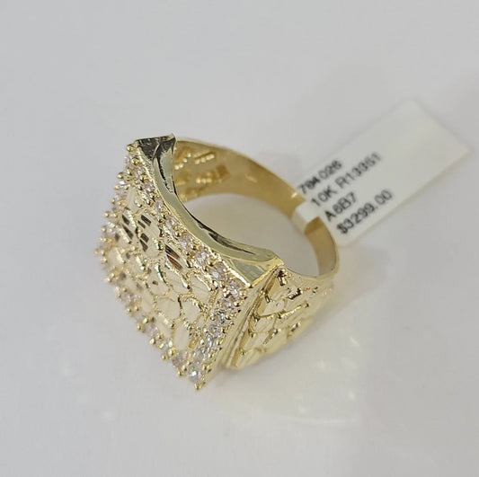 Real 10k Nugget Ring Yellow Gold Women Men Genuine 10Kt