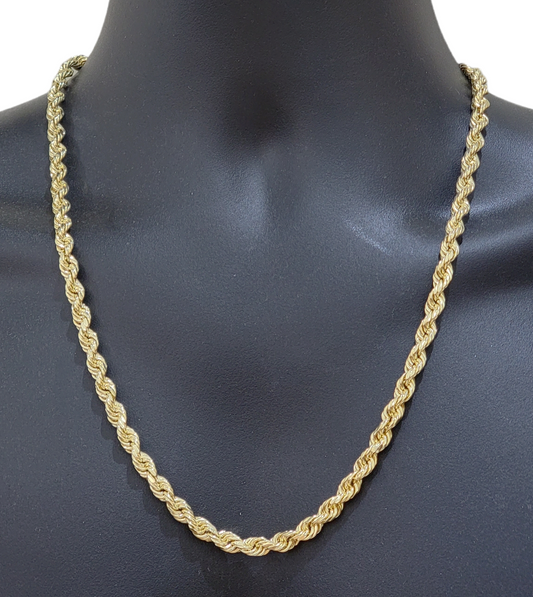 14k Gold Rope Chain & Nugget Texas map Charm pendant & 20 Inch Necklace Set Men's