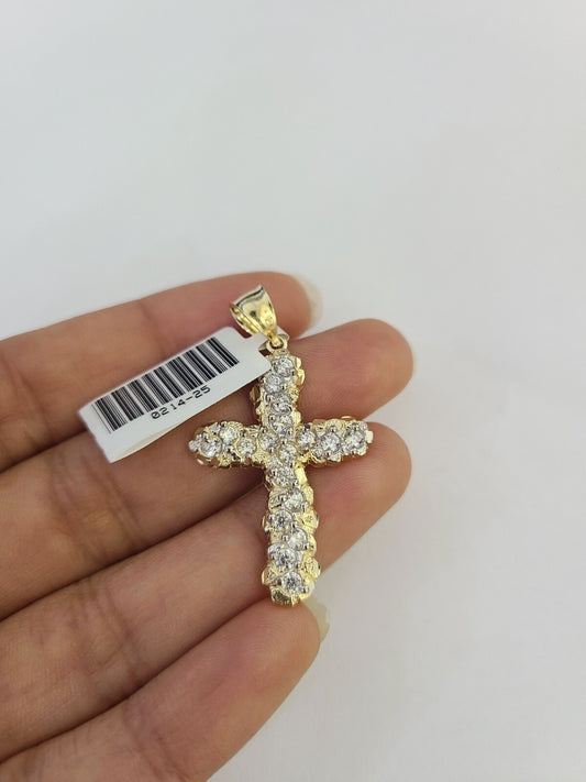 10k Jesus Cross Charm Pendant REAL 10Kt Yellow Gold Genuine Religious