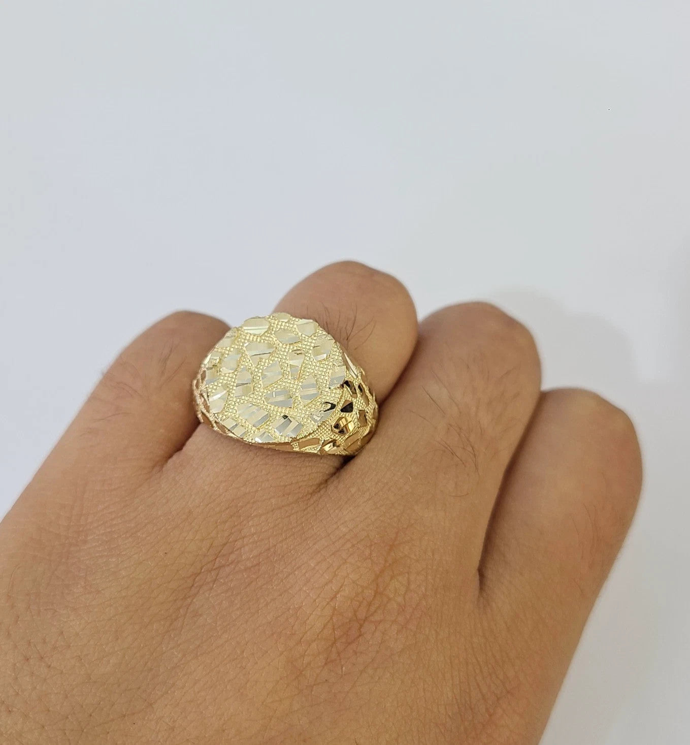 14k Nugget Ring Round Yellow Gold Women Men Real Genuine 14KT