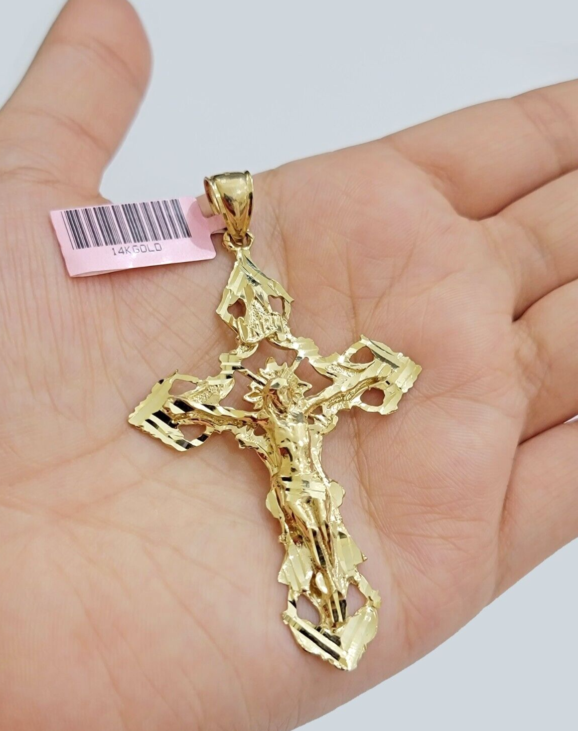 14k Yellow Gold Jesus Cross Charm Pendant Inches Crucifix Chain