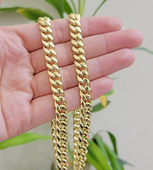 14k Yellow Gold Chain 22 Inch 8mm Miami Cuban Link Men Women Necklace REAL 14KT